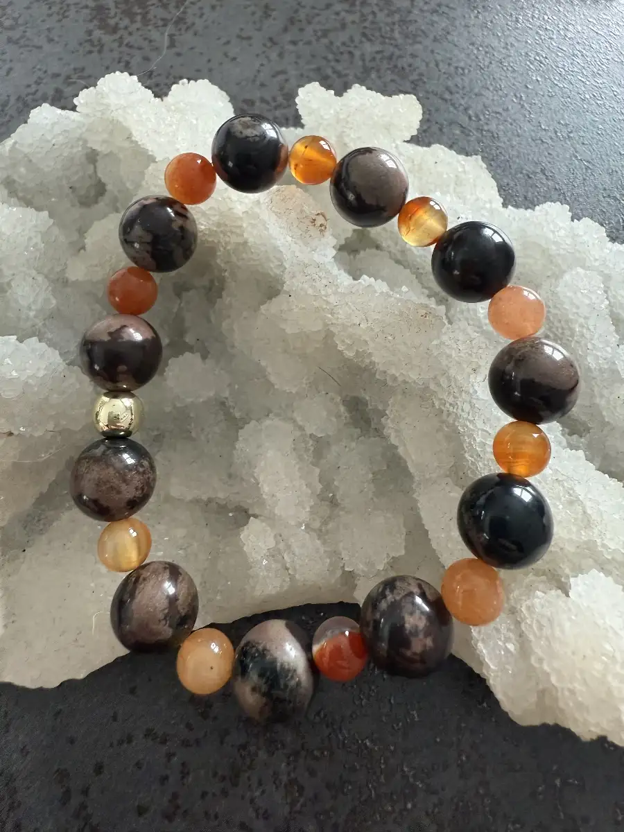 Bracelet jaspe brun et cornaline