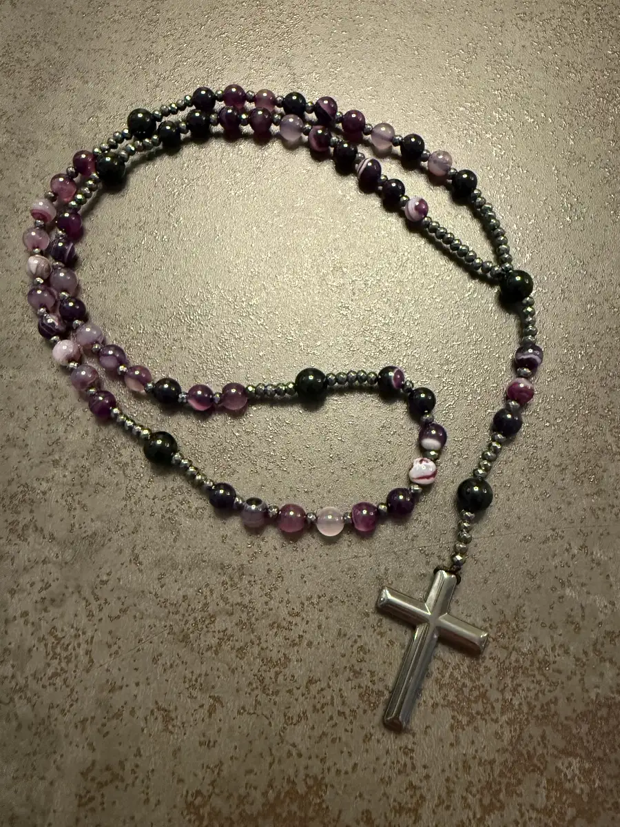 Chapelet améthyste onyx et hématite
